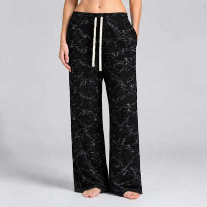 Marble Print Wide-Leg Corduroy Sweatpants