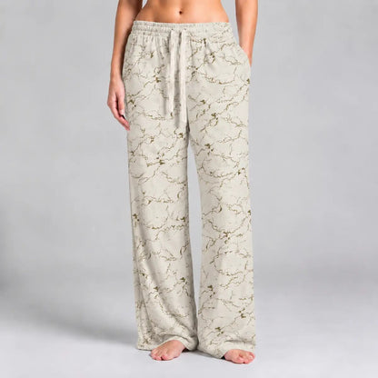Marble Print Wide-Leg Corduroy Sweatpants