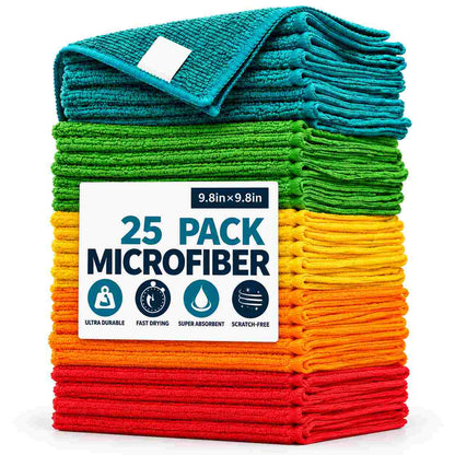 [BUY 1 GET 1 FREE] Quick-Dry Microfiber Cleaning Cloths 25-Pack