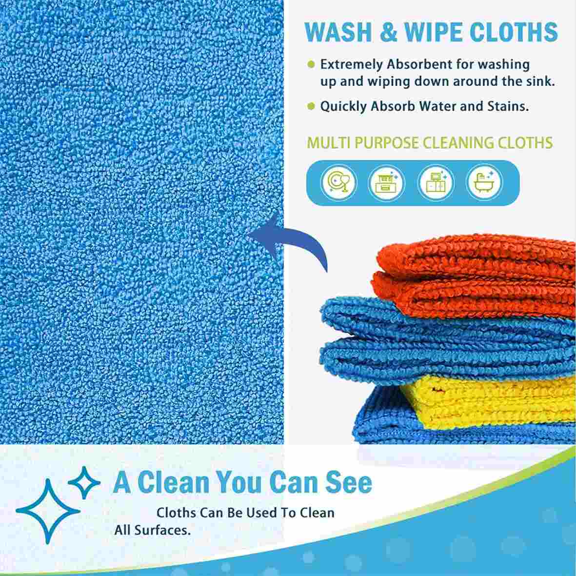 [BUY 1 GET 1 FREE] Quick-Dry Microfiber Cleaning Cloths 25-Pack