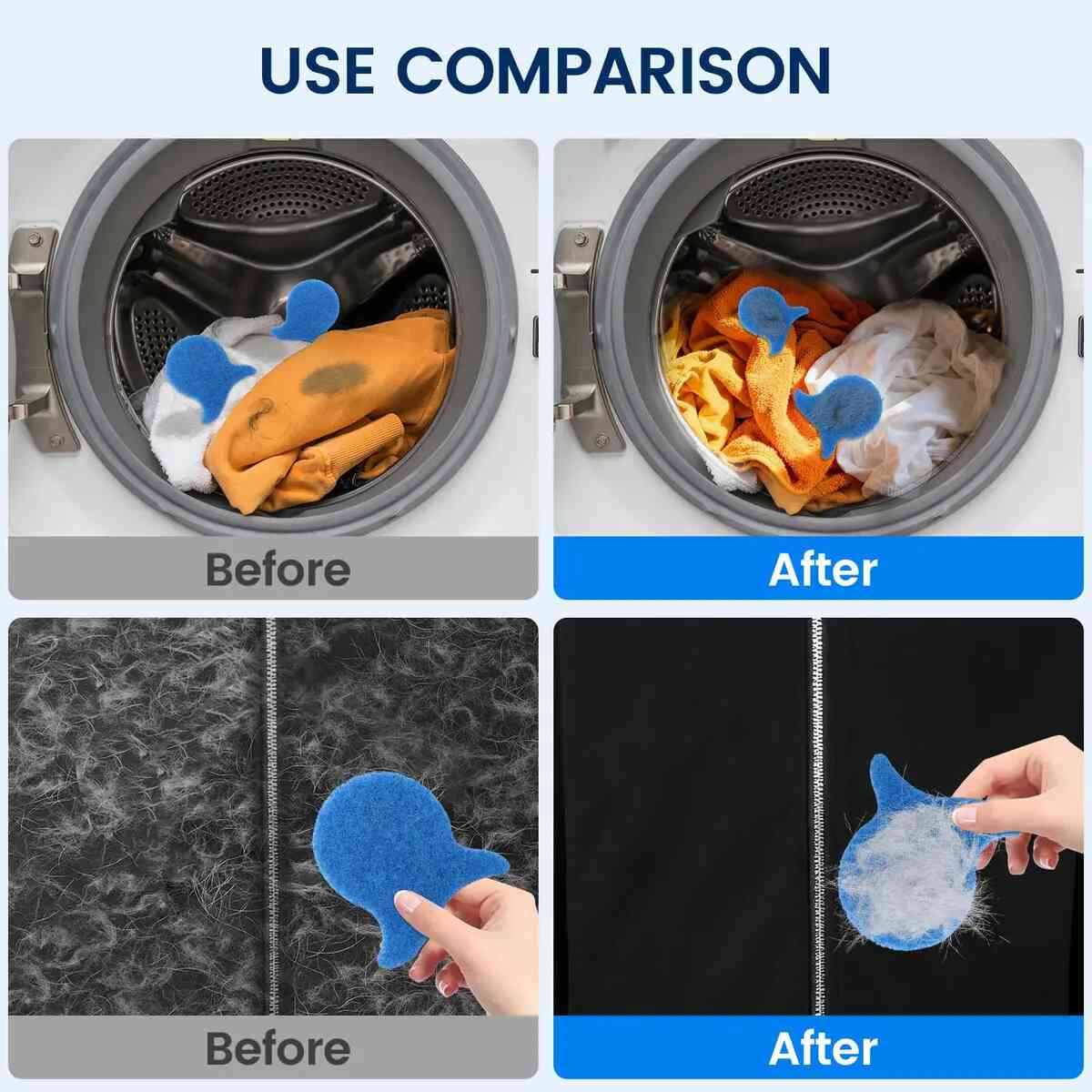 [BUY 1 GET 1 FREE] Fish-Shaped Pet Hair Catcher Laundry Balls 5-Pack