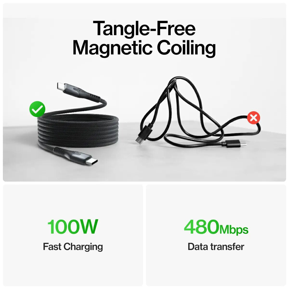 [BUY 1 GET 1 FREE] 100W Magnetic Stack USB-C Fast Charging Cable