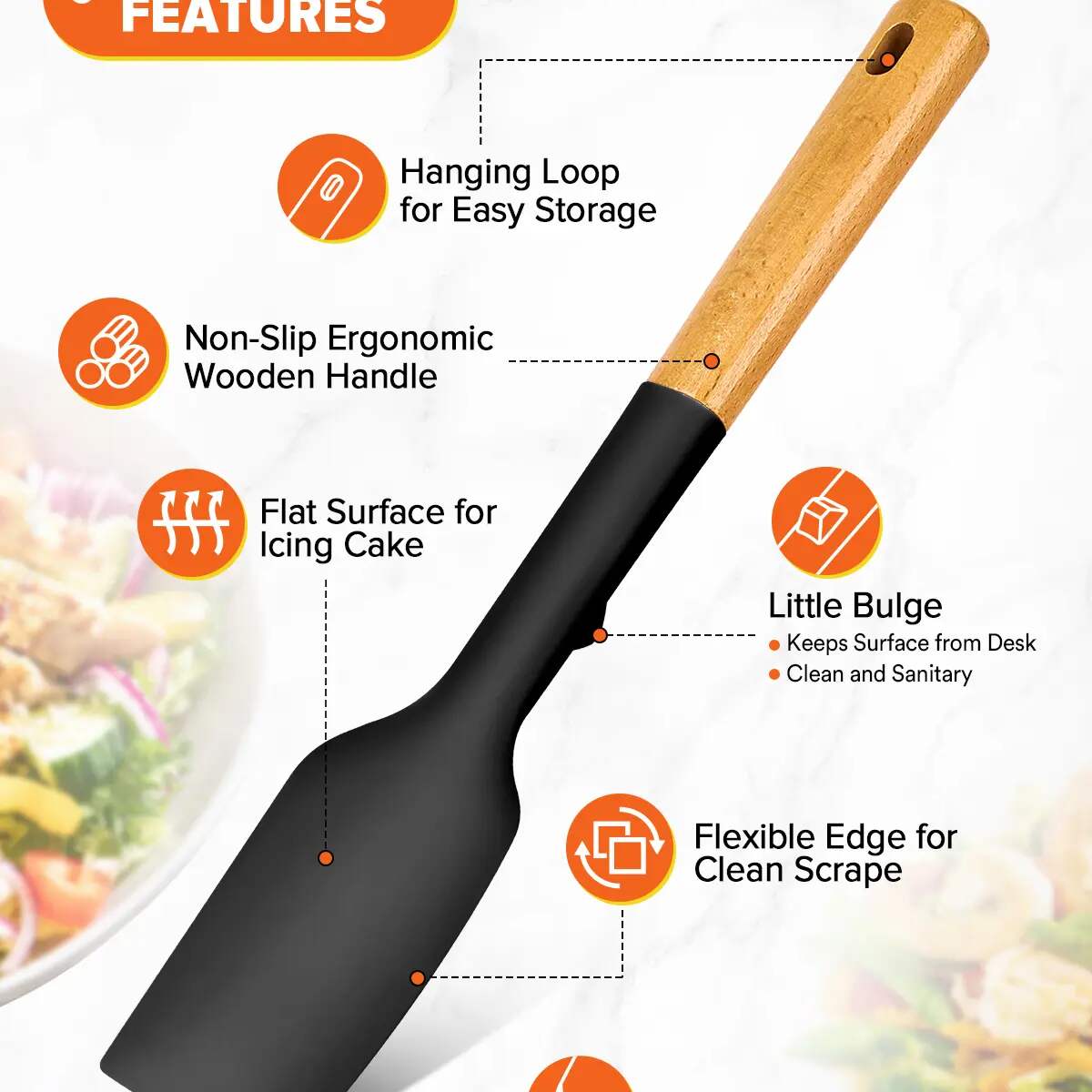 Wooden Handle Silicone Spatula Spoon Set