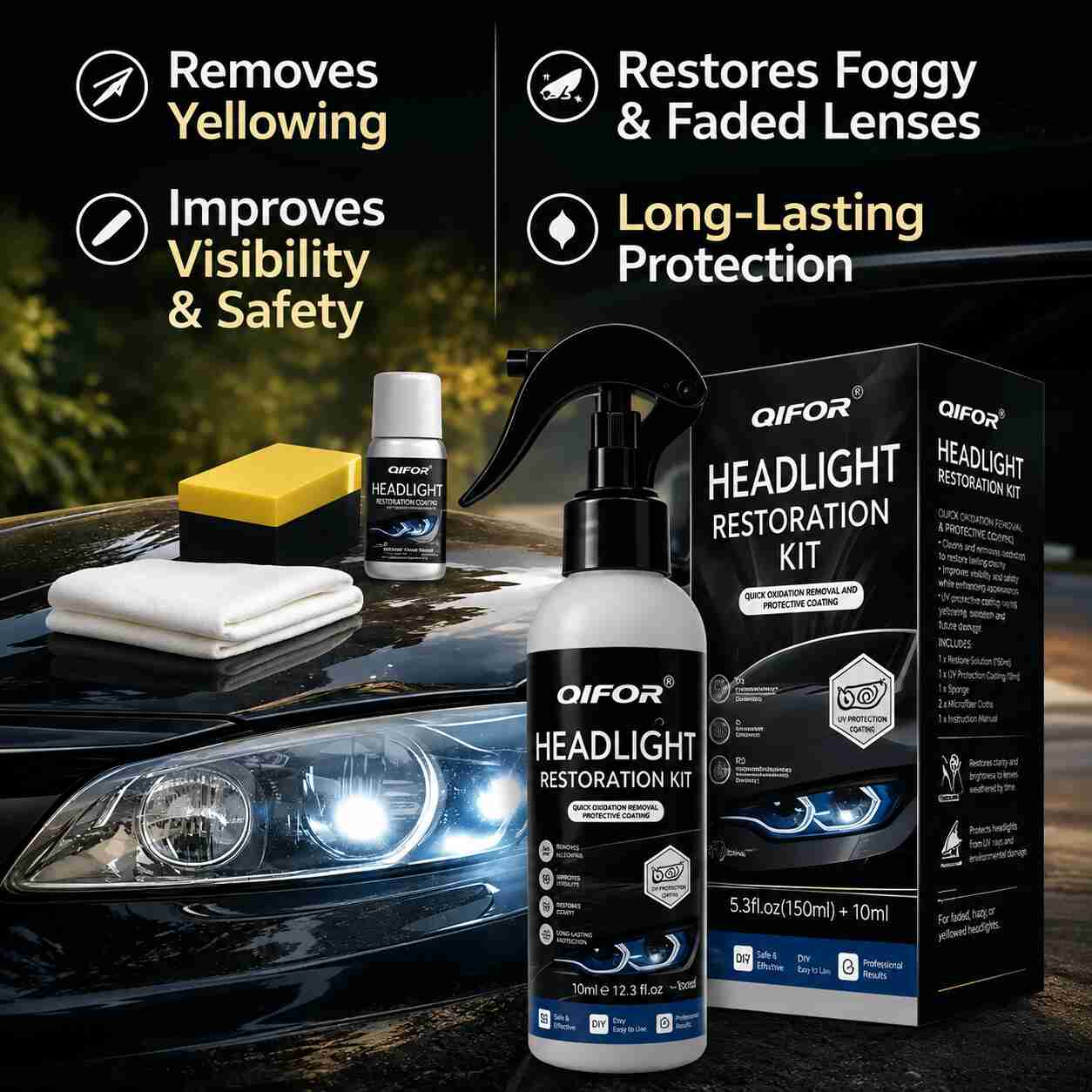 Ultimate Automotive Headlamp Restoration Fluid: Clear Blur, Yellowing & Oxidation