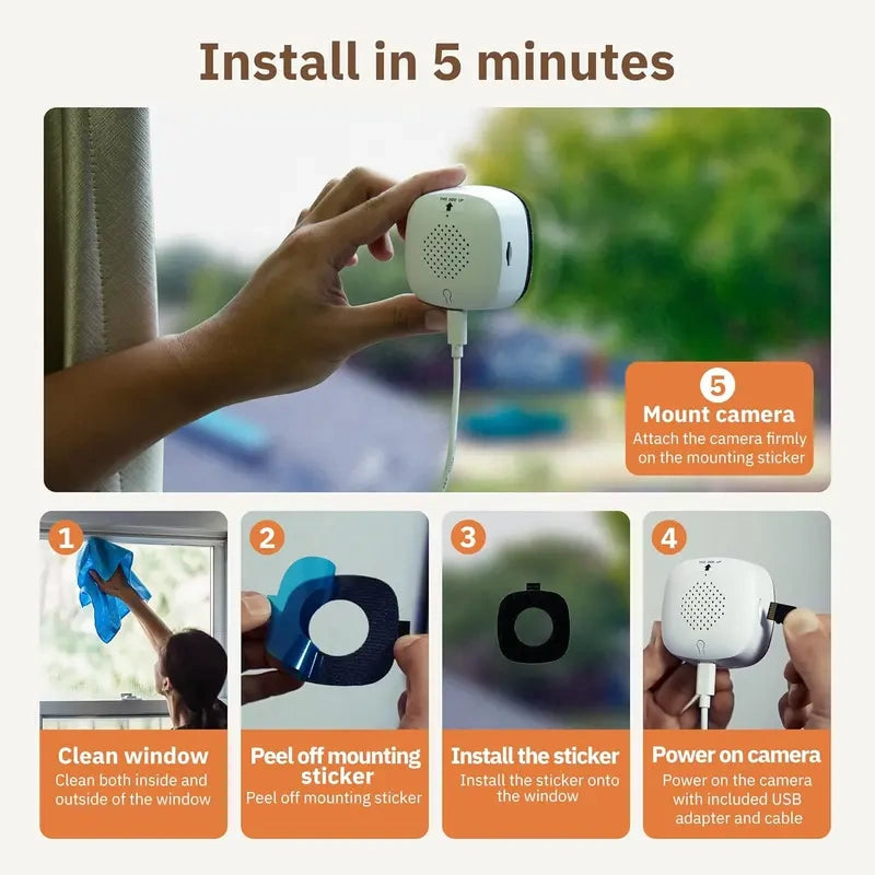 3MP 2K Window Camera,2.4GHz & 5GHz WiFi Indoor Cameras for Home Security with ChromaMax Al Color Night Vision