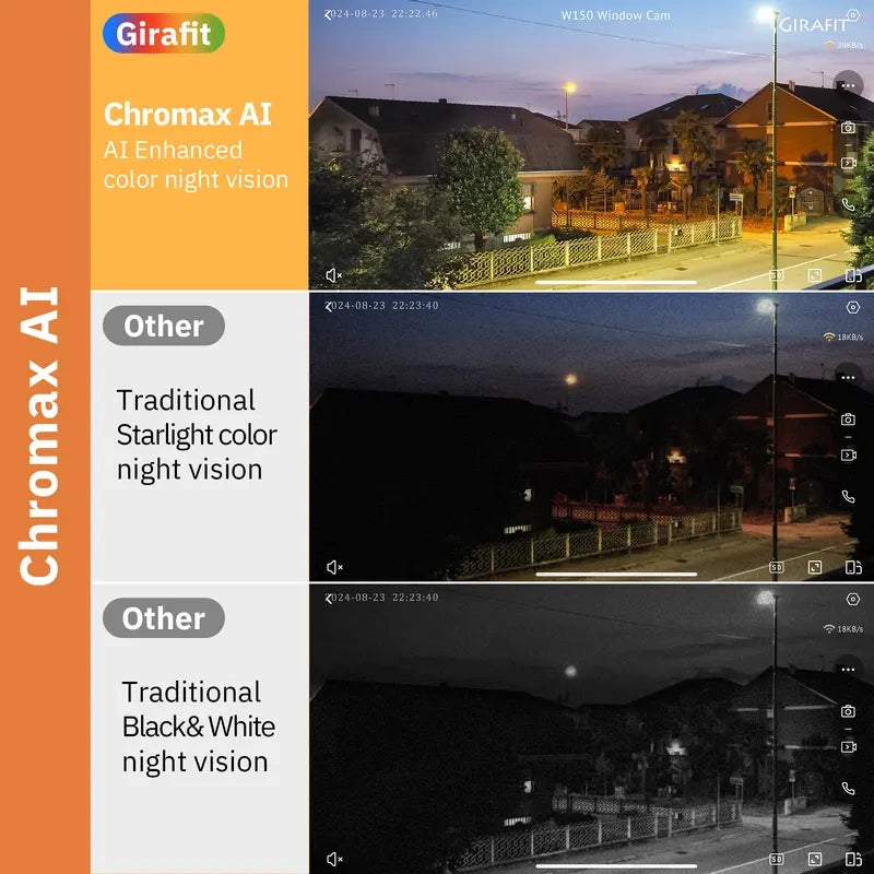 3MP 2K Window Camera,2.4GHz & 5GHz WiFi Indoor Cameras for Home Security with ChromaMax Al Color Night Vision