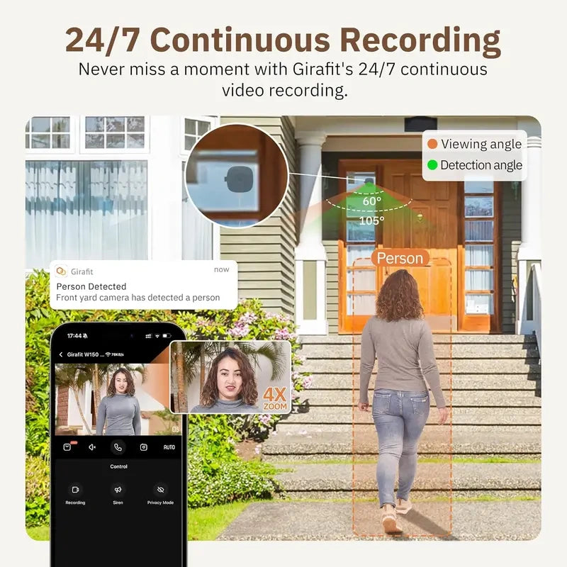 3MP 2K Window Camera,2.4GHz & 5GHz WiFi Indoor Cameras for Home Security with ChromaMax Al Color Night Vision