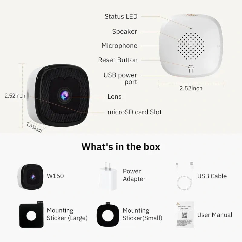 3MP 2K Window Camera,2.4GHz & 5GHz WiFi Indoor Cameras for Home Security with ChromaMax Al Color Night Vision