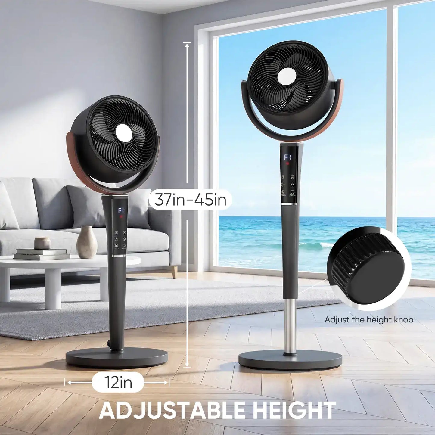 1050CFM High-Airflow Smart DC Pedestal Fan & Air Circulator
