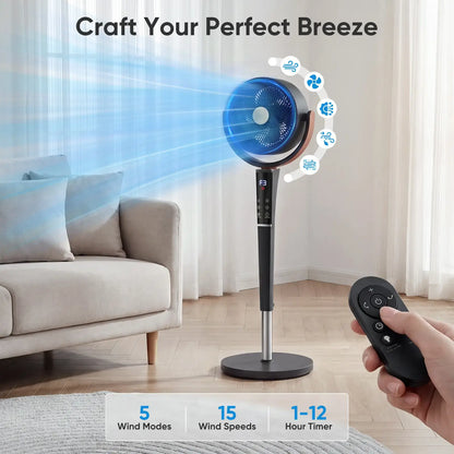 1050CFM High-Airflow Smart DC Pedestal Fan & Air Circulator