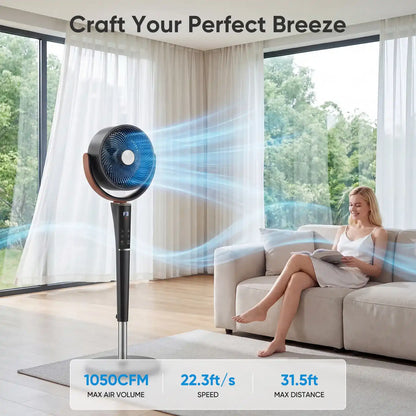 1050CFM High-Airflow Smart DC Pedestal Fan & Air Circulator