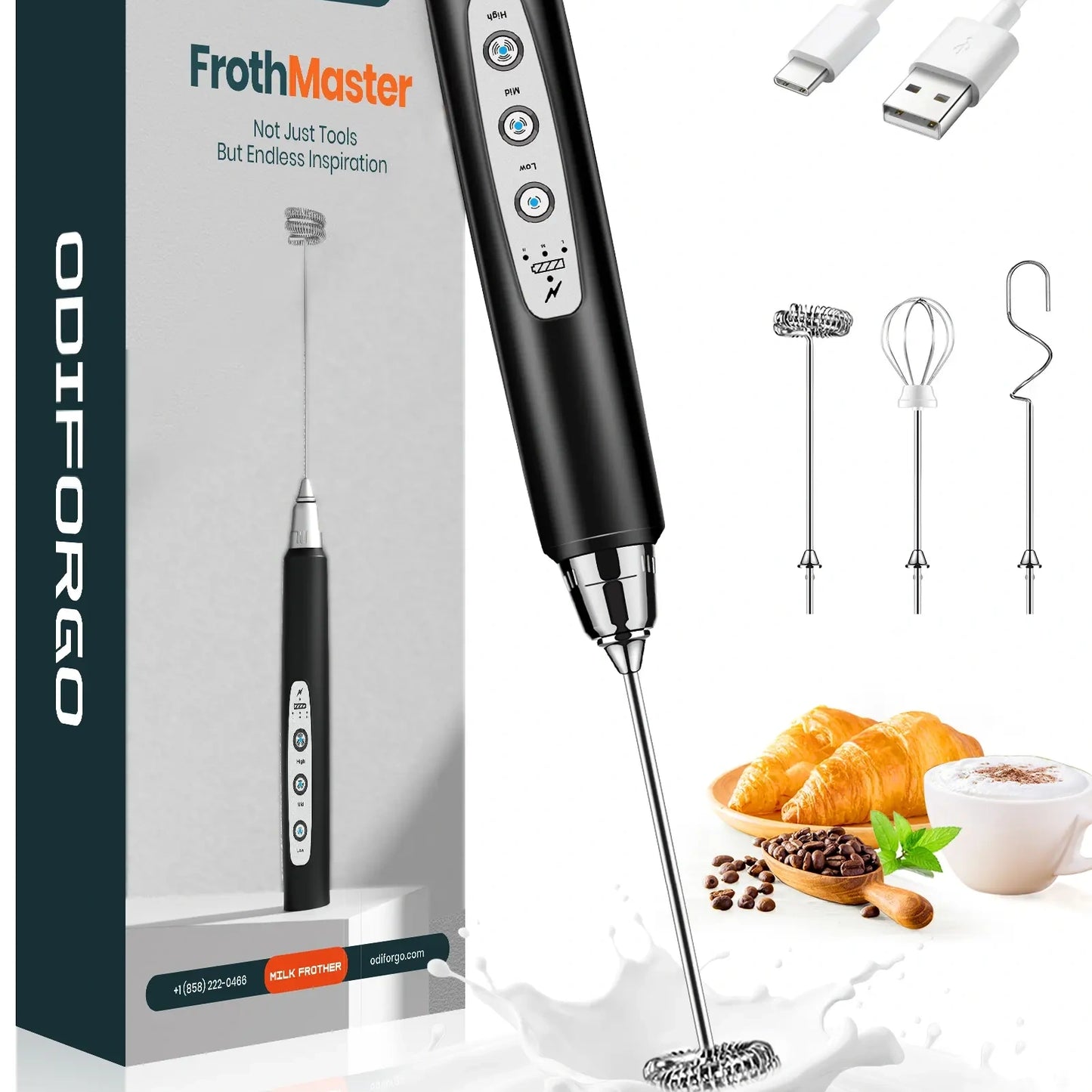 Rechargeable Milk Frother,Coffee Mixer,Frother Wand Drink Mixer