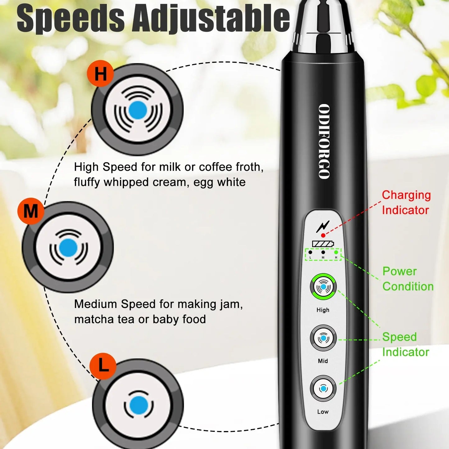 Rechargeable Milk Frother,Coffee Mixer,Frother Wand Drink Mixer