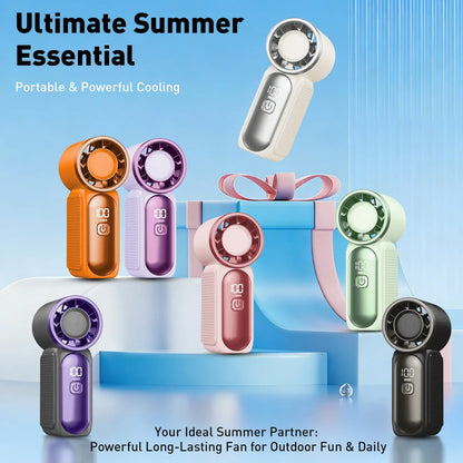 Mini Handheld Fan with LED Display – 6-Speed Turbo Pocket size Fan for Women