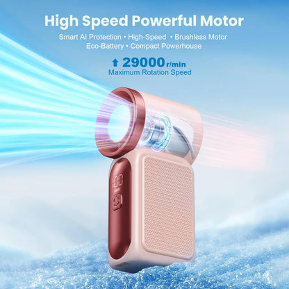 Mini Handheld Fan with LED Display – 6-Speed Turbo Pocket size Fan for Women