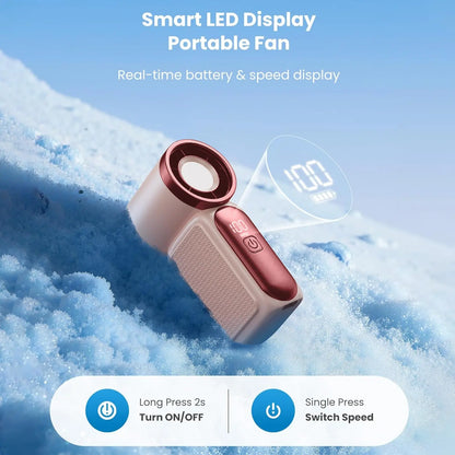 Mini Handheld Fan with LED Display – 6-Speed Turbo Pocket size Fan for Women
