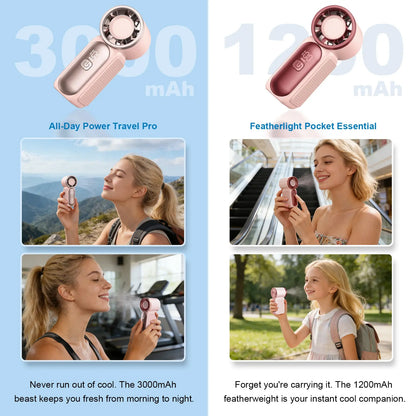 Mini Handheld Fan with LED Display – 6-Speed Turbo Pocket size Fan for Women