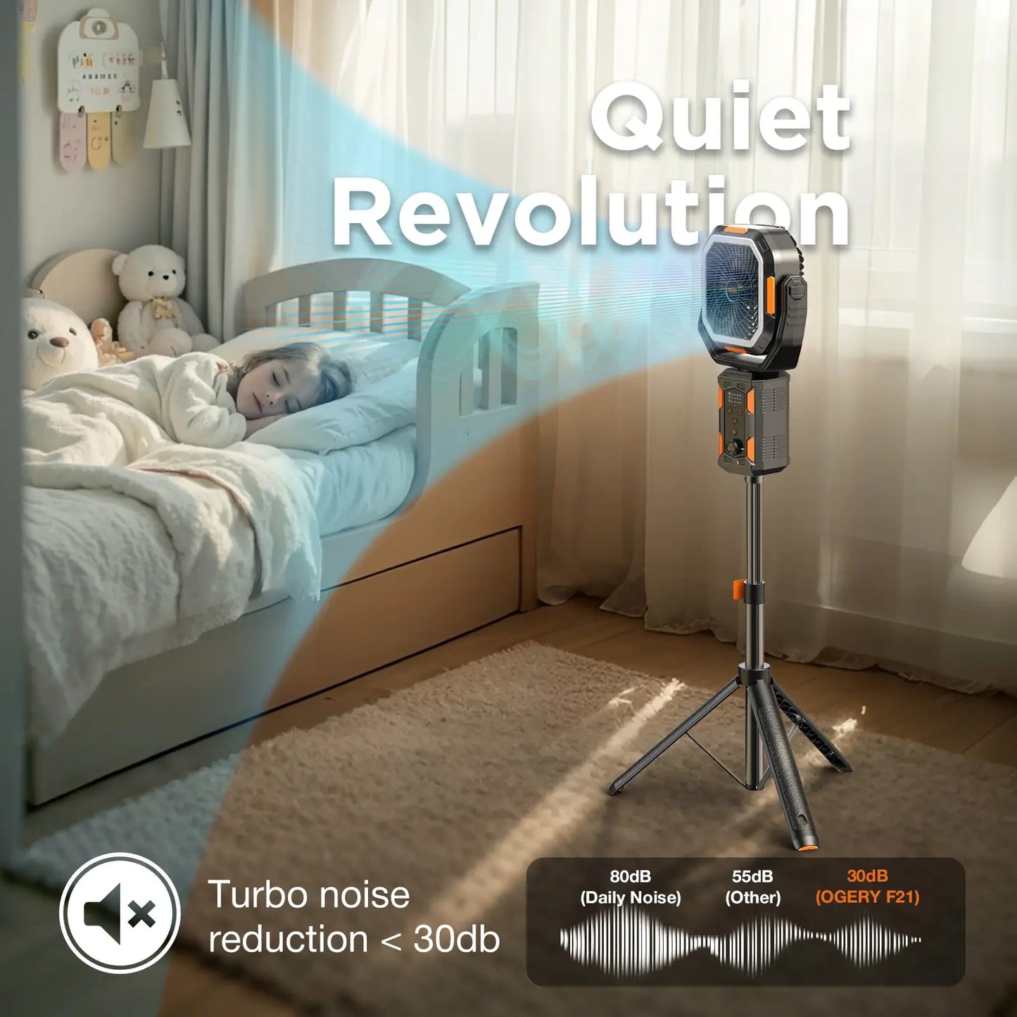 Camping Fan with Detachable Tripod