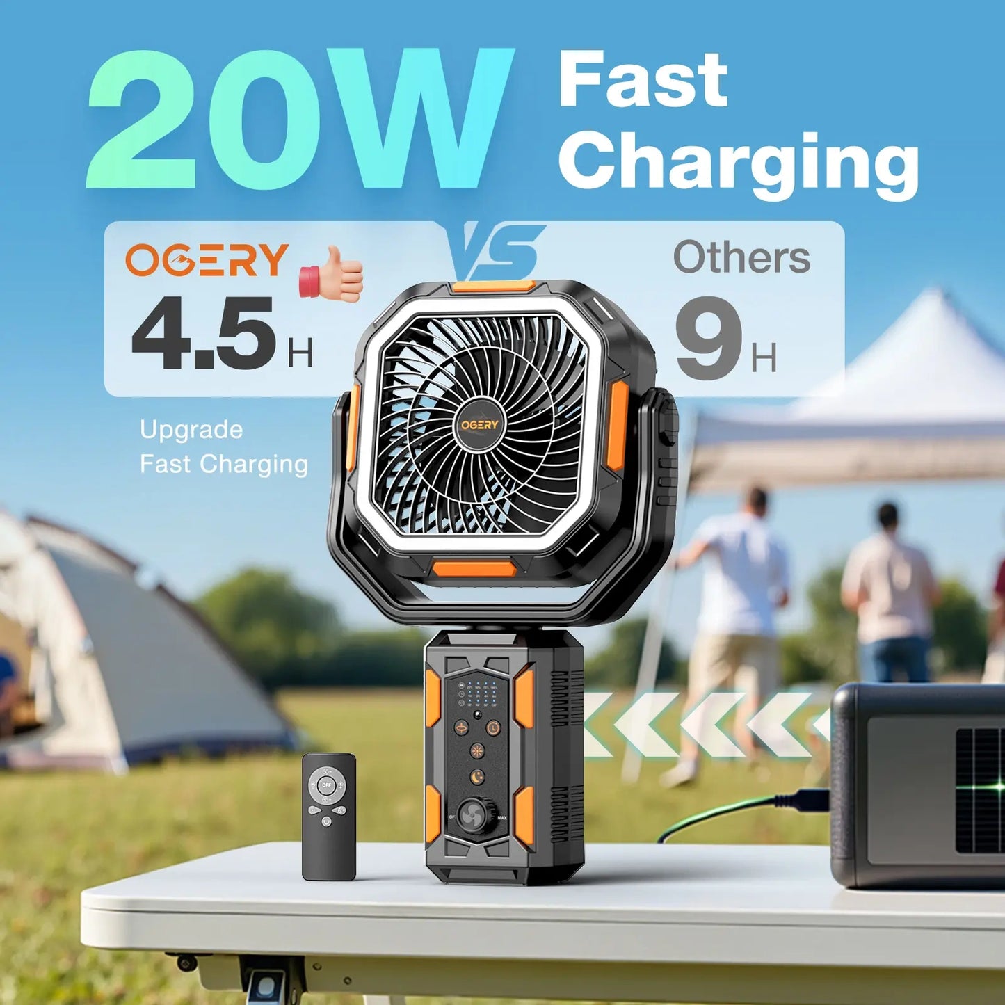 Camping Fan with Detachable Tripod