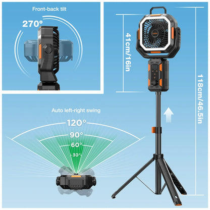 Camping Fan with Detachable Tripod