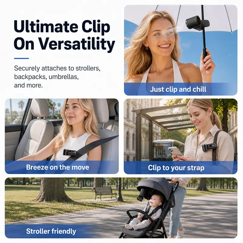 3-in-1 Hands-Free Portable Handheld Clip Fan