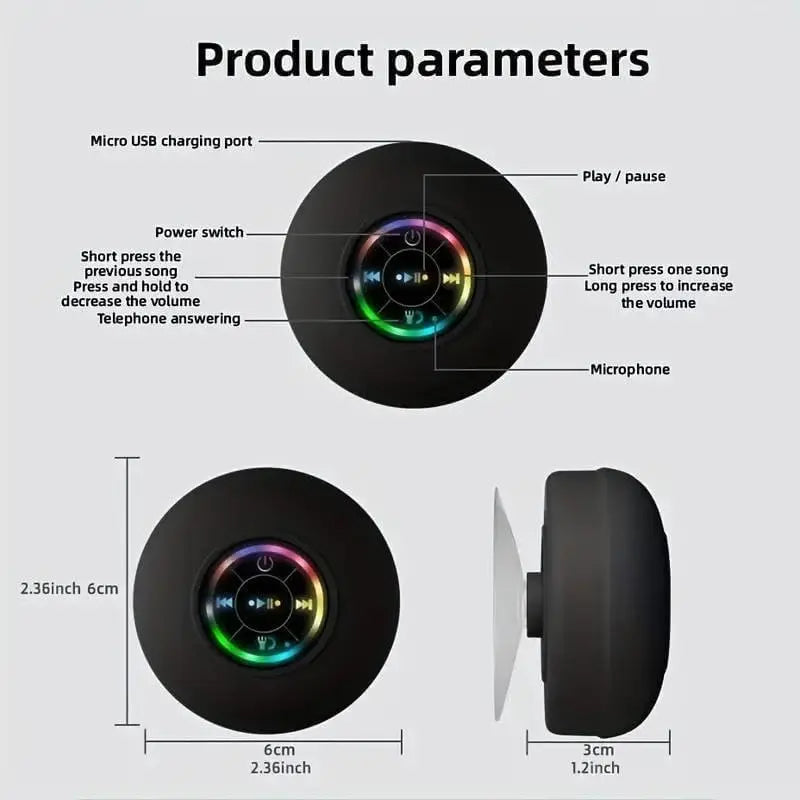 GlowWave Mini Waterproof Bluetooth Speaker with Hands-Free Mic