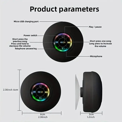 GlowWave Mini Waterproof Bluetooth Speaker with Hands-Free Mic