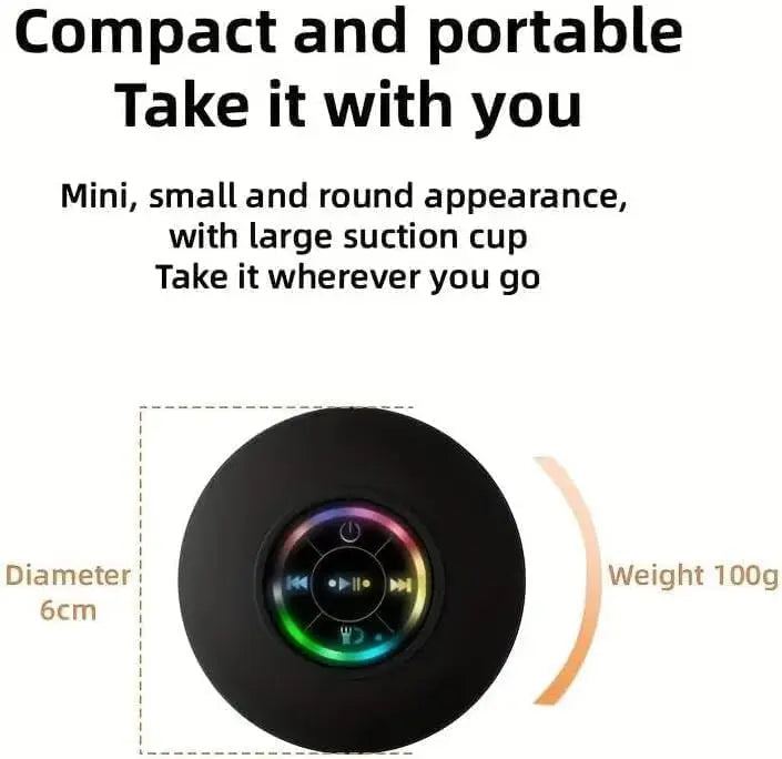 GlowWave Mini Waterproof Bluetooth Speaker with Hands-Free Mic