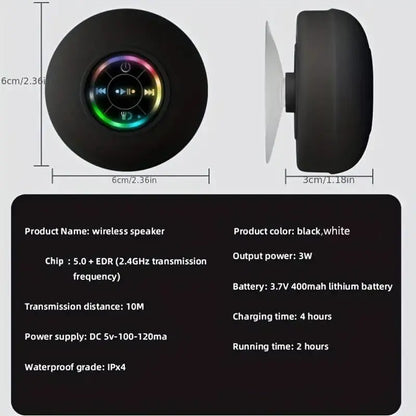 GlowWave Mini Waterproof Bluetooth Speaker with Hands-Free Mic