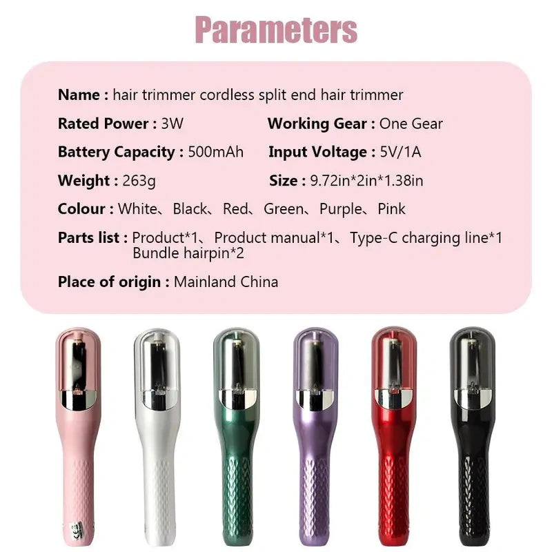 Cordless Split End Clipper – Portable Wireless Hair Care Trimmer