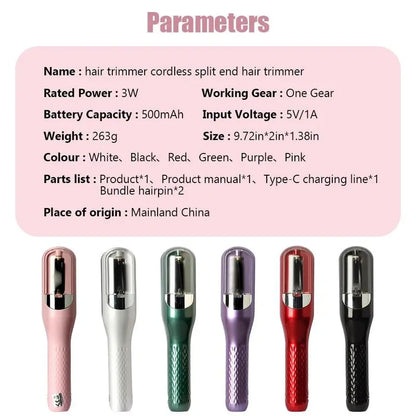 Cordless Split End Clipper – Portable Wireless Hair Care Trimmer