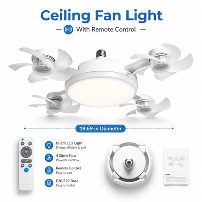 Dimmable Ceiling Fan Light with Extension Rod