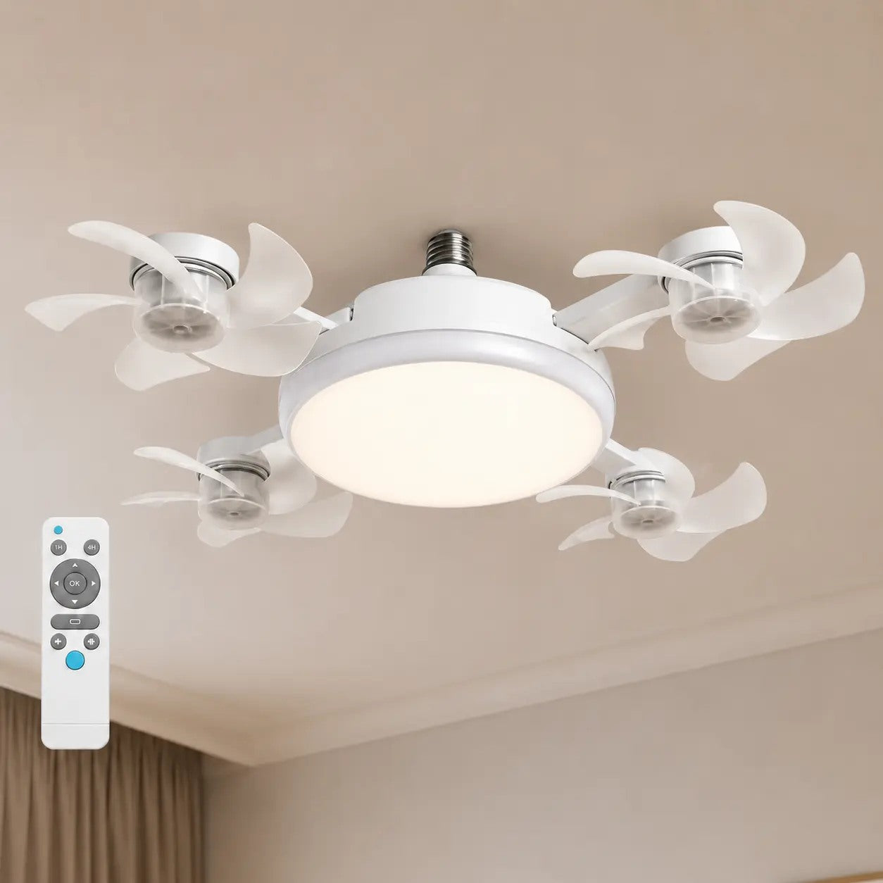 Dimmable Ceiling Fan Light with Extension Rod