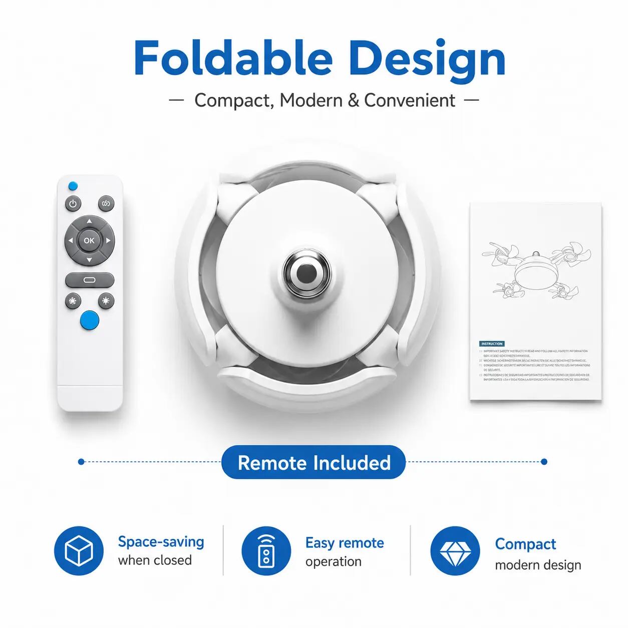 Dimmable Ceiling Fan Light with Extension Rod