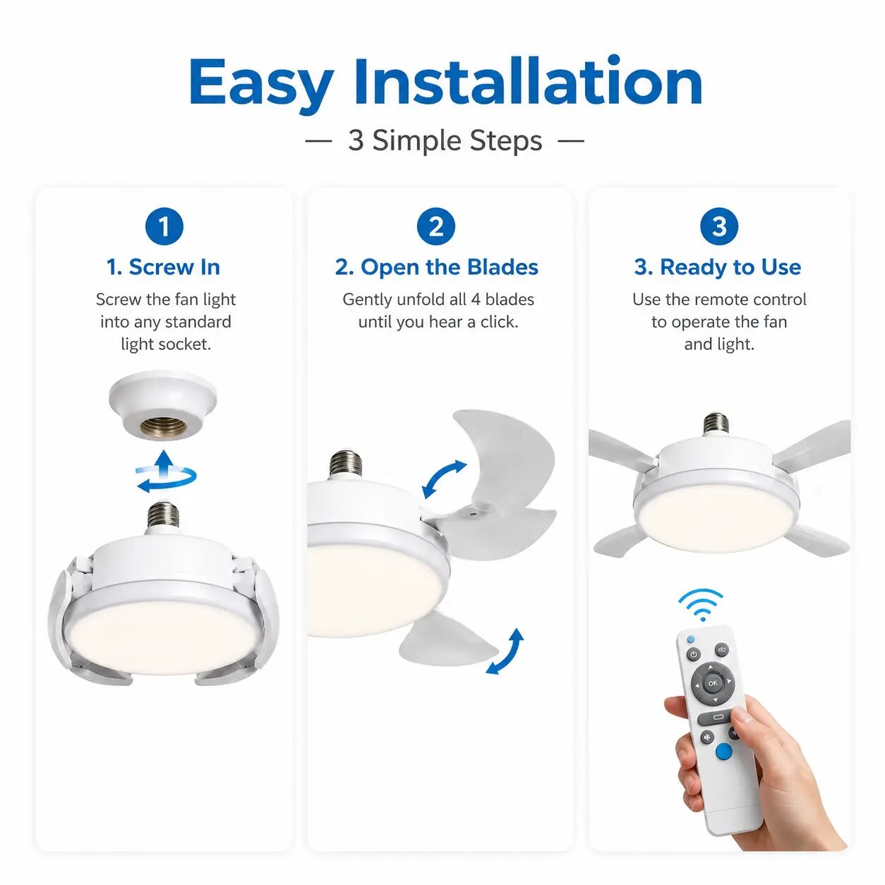 Dimmable Ceiling Fan Light with Extension Rod