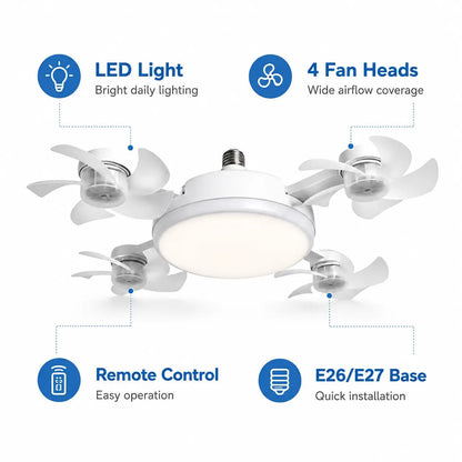 Dimmable Ceiling Fan Light with Extension Rod