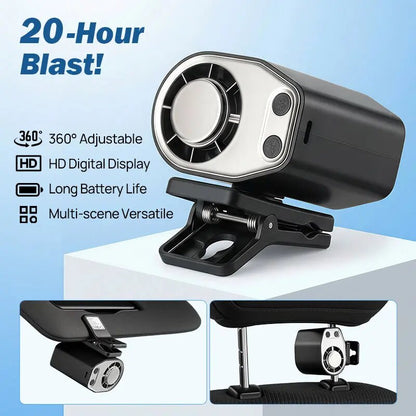 360° Rotatable Car Clip-on Air Conditioner Fan with LED Display