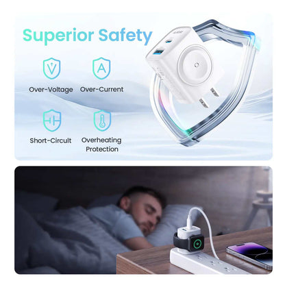 3-in-1 Magnetic Wireless Charging Station with Travel Adapter