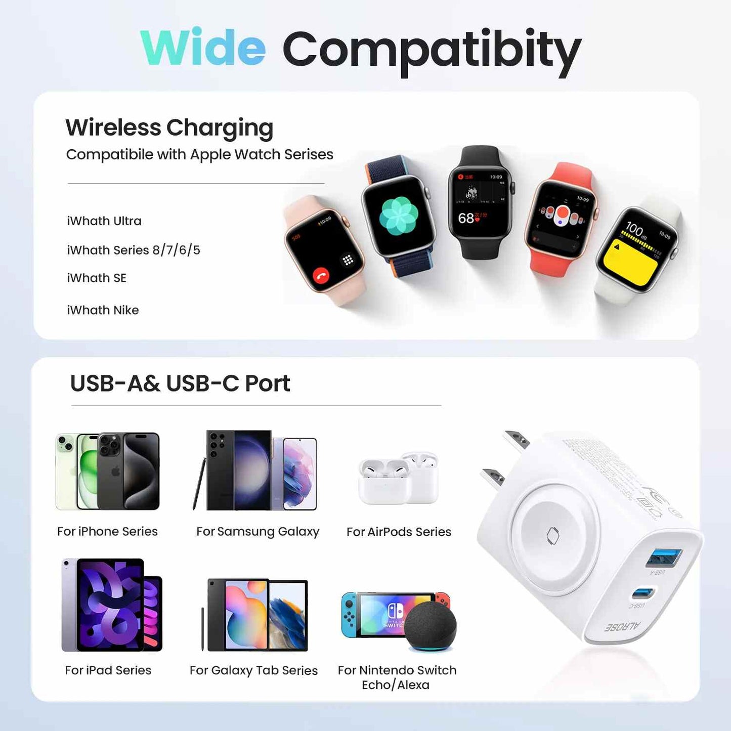 3-in-1 Magnetic Wireless Charging Station with Travel Adapter