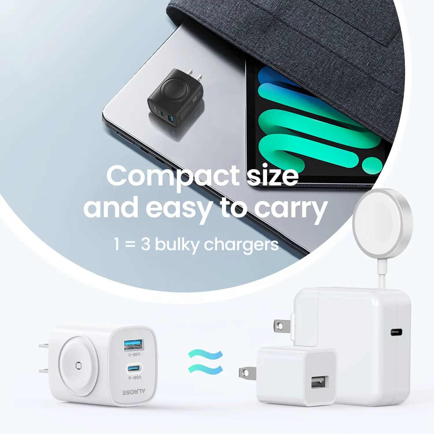3-in-1 Magnetic Wireless Charging Station with Travel Adapter