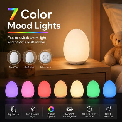 [BUY 1 GET 1 FREE] Touch-Dimming RGB Egg Night Light