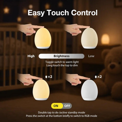 [BUY 1 GET 1 FREE] Touch-Dimming RGB Egg Night Light