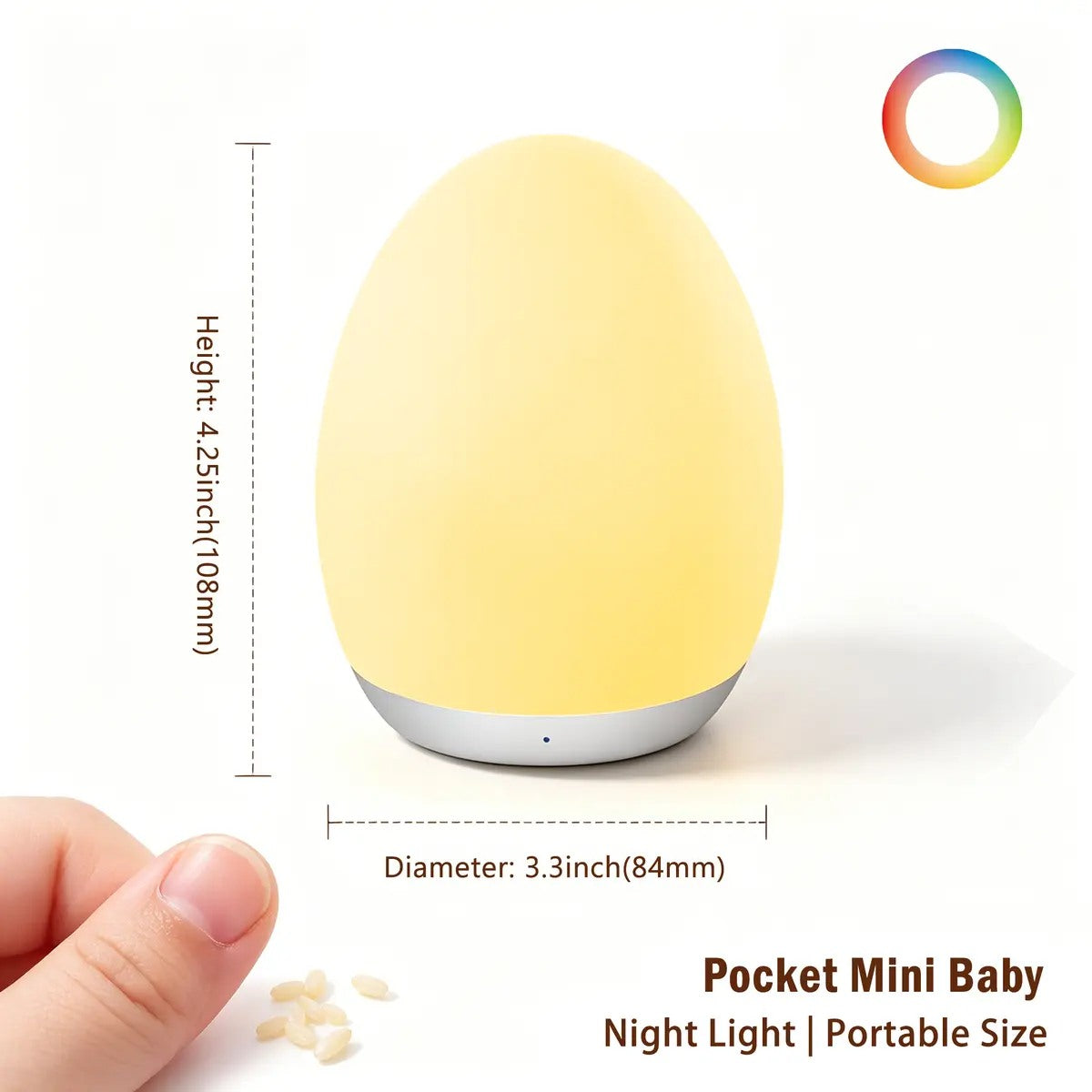 [BUY 1 GET 1 FREE] Touch-Dimming RGB Egg Night Light