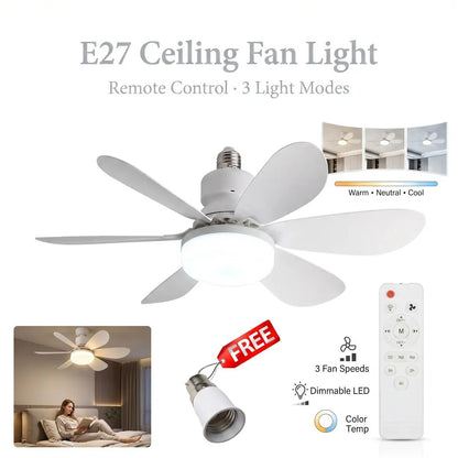 Screw-In Dimmable E27 LED Ceiling Fan Light with Remote Control