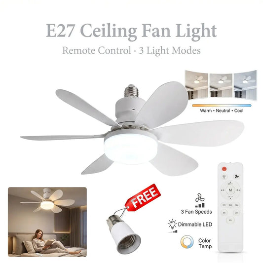 Screw-In Dimmable E27 LED Ceiling Fan Light with Remote Control