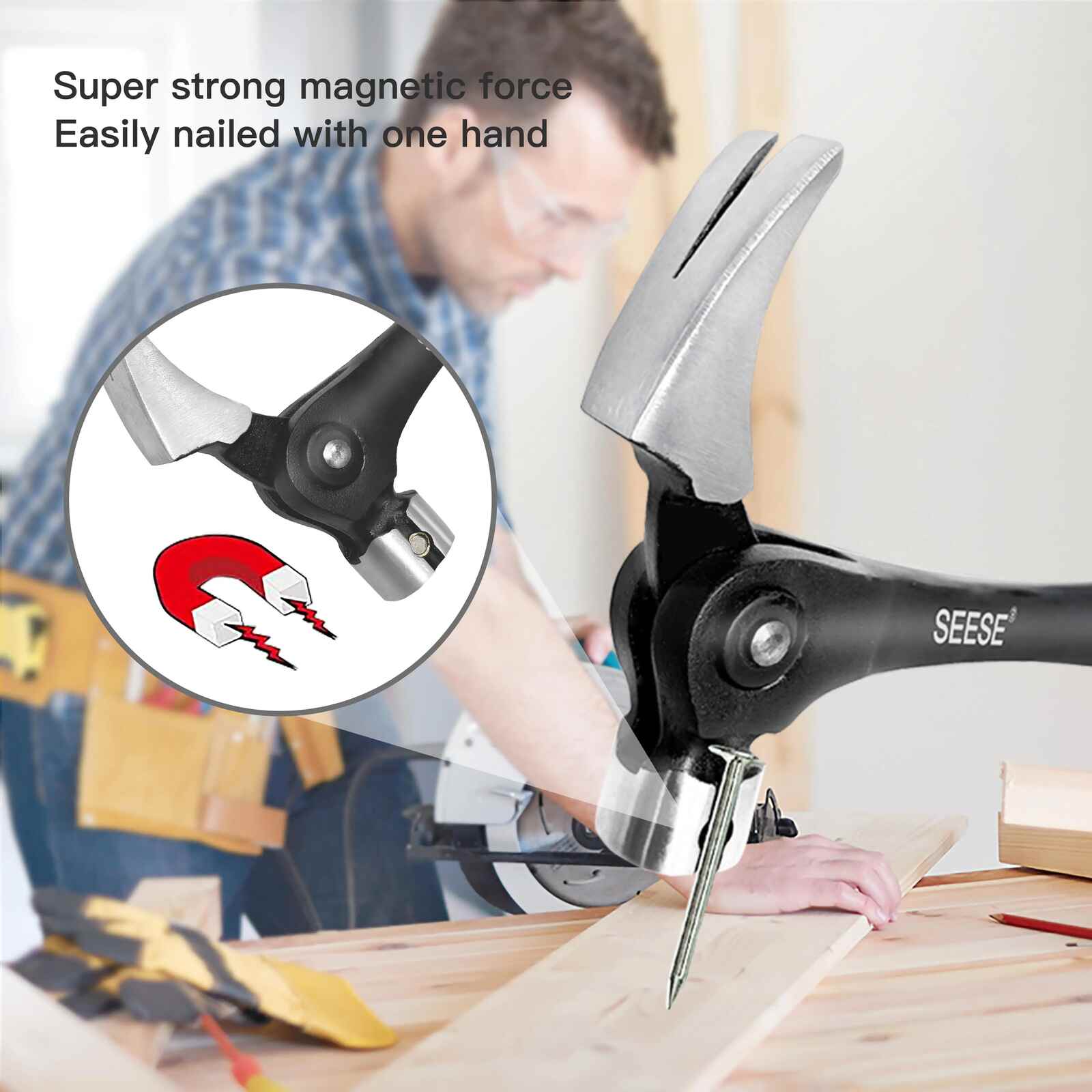 Magnetic nail starter for one-handed nail positioning