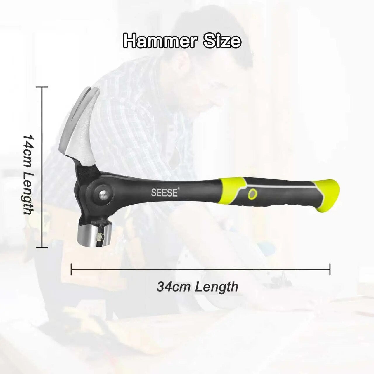Adjustable claw hammer dimensions