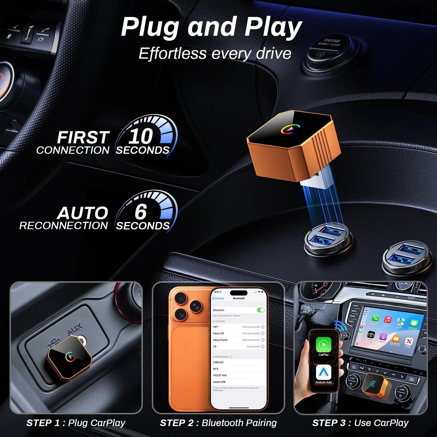2 in 1 Wireless CarPlay Adapter