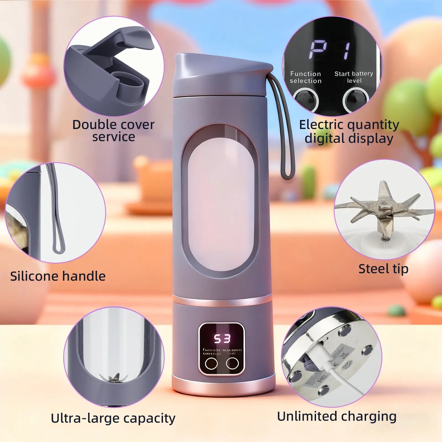 Ultra-Portable High-Capacity Personal Blender for Smoothies & Shakes