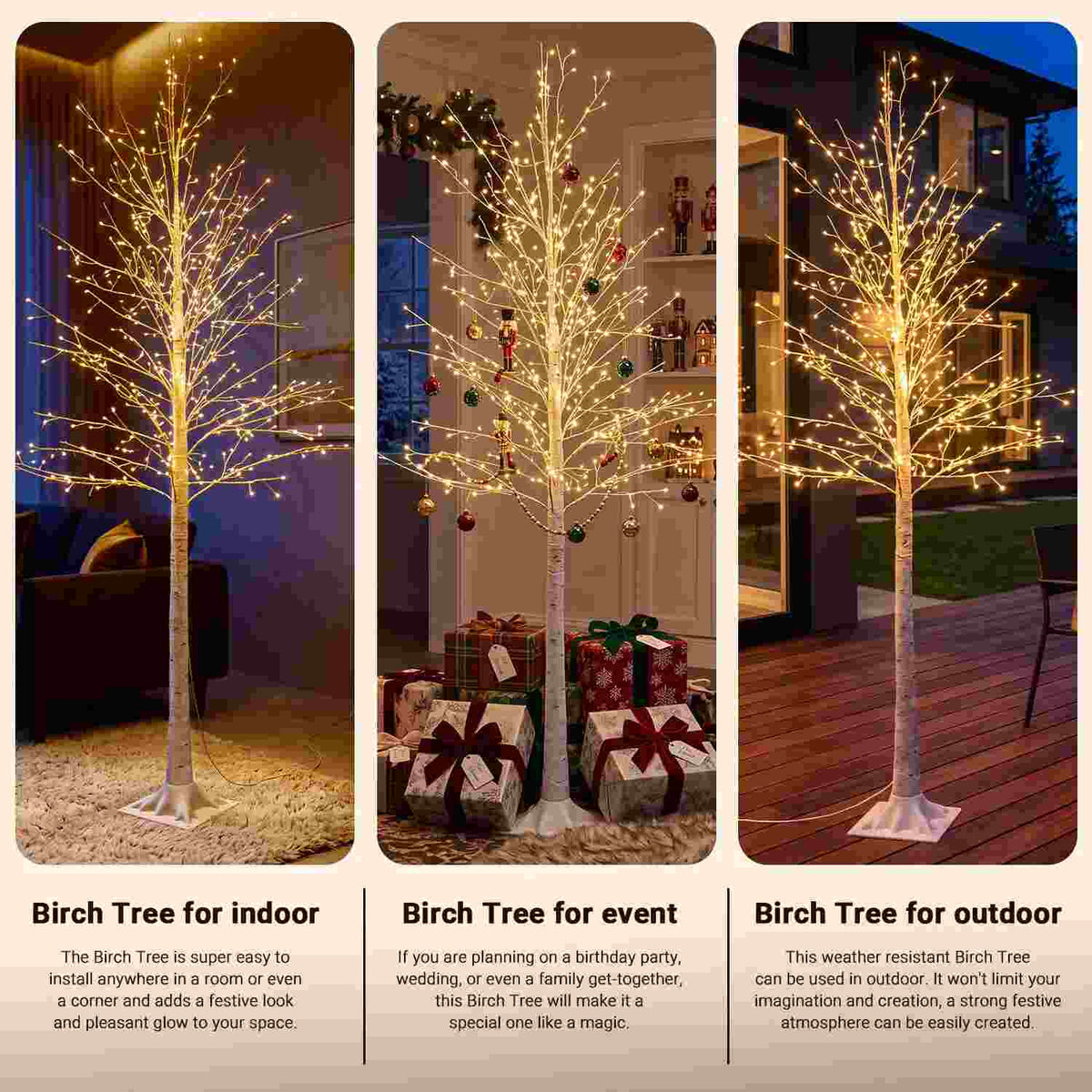 Warm LED Birch Tree Decor
